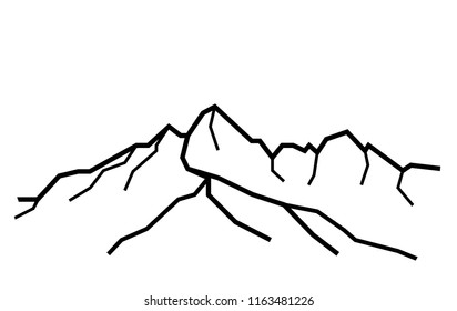 Lomnicky peak. Vector black and white illustration of mountains in Slovakia. Tatra Mountains, High Tatras, Carpathian Mountains. Print design