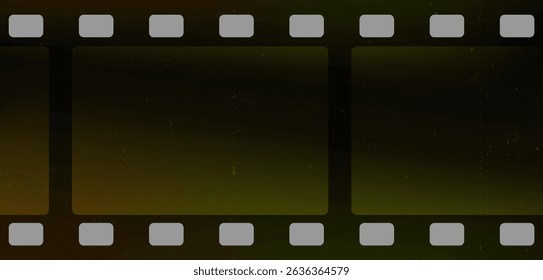 Lomo style night film frame with blur and grainy texture. Subtle glare and holographic color tones create a retro cinematic effect. Vector illustration. Vintage photo overlay background.