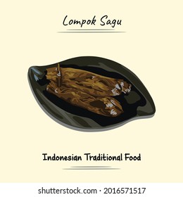 Lompong Sagu Illustration Sketch And Vector Style, Traditional Food From Aceh, Good to use for restaurant menu, Indonesian food recipe book, and food content.
