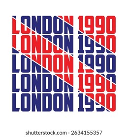 London 1990 Athletic department college slogan ilustração vetorial para camiseta e outros usos.
