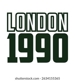 London 1990 Athletic department college slogan ilustração vetorial para camiseta e outros usos.