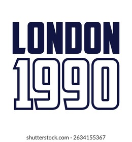 London 1990 Athletic department college slogan ilustração vetorial para camiseta e outros usos.