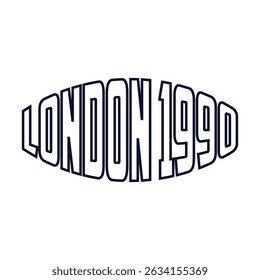 London 1990 Athletic department college slogan ilustração vetorial para camiseta e outros usos.