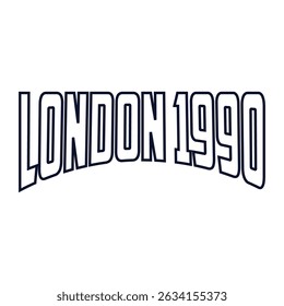 London 1990 Athletic department college slogan ilustração vetorial para camiseta e outros usos.
