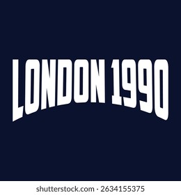 London 1990 Athletic department college slogan ilustração vetorial para camiseta e outros usos.