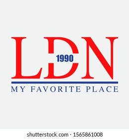 LONDON 1990, SLOGAN PRINT VECTOR