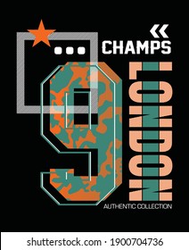 London 9.Vintage and typography design in vector illustration.Clothing,t-shirt,apparel and other uses.Eps10