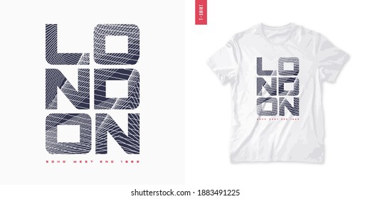 London. Abstraktes geometrisches T-Shirt, Vektordesign, Poster, Druck, Vorlage.