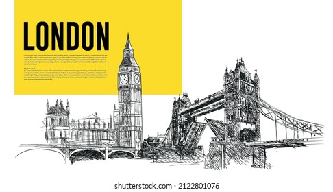 London architectural symbols Hand Drawing illustration art. 