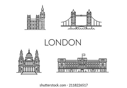 London architecture line skyline illustration.