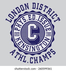 London athletic sport typography, t-shirt graphics, vectors