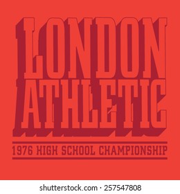 London athletic typography, t-shirt graphics, vectors 