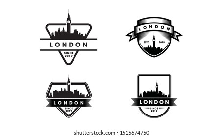 London Badge Logo, London skyline and landmarks silhouette vector