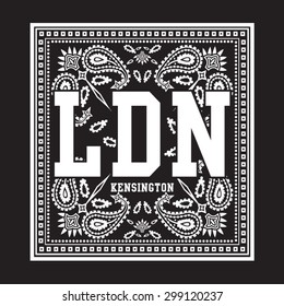 London bandana typography, t-shirt graphics, vectors