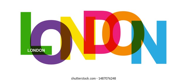 LONDON. Banner with the name of the capital of the United Kingdom of great Britain and Northern Ireland, flat design