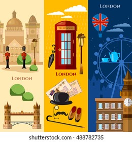 London banner United Kingdom buildings royal guards attr action vector illustration 