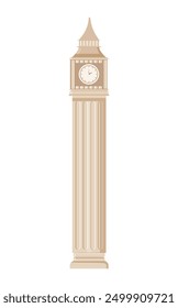 London Big Ben. British traditional clocks. United Kingdom culture and traditions. Sticker for social networks and messengers. Flat vector illustration isolated on white background