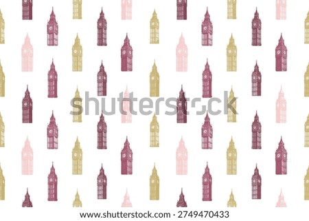 London Big Ben seamless pattern design
