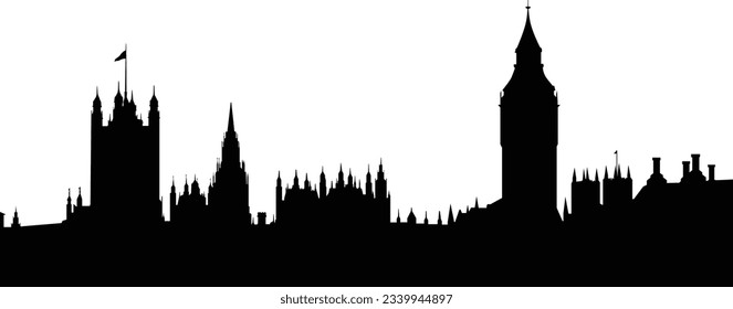 London Big Ben Skyline Silhouette in vector format