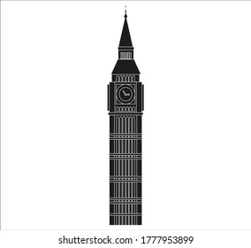 london big ben tower in england illustration for web and mobile design.