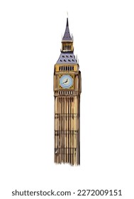 London big ben tower from multicolored paints. Splash of watercolor, colored drawing, realistic. Vector illustration of paints