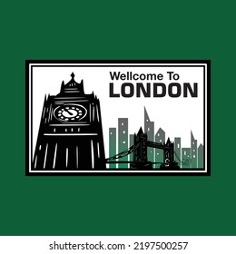 LONDON THE BIG AND ELEGANT SITY LOGO,silhouette of clasic and modern building, vector illustrations