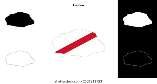London blank outline map set