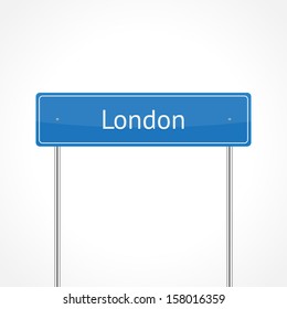 London blue traffic sign isolated on white background