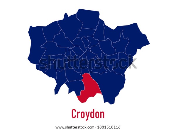 Map Of Croydon Borough London Borough Croydon Map Map Colored Stock Vector (Royalty Free)  1881518116 | Shutterstock