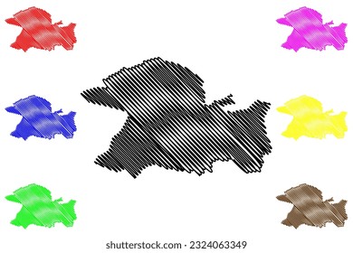 London Borough of Ealing (United Kingdom of Great Britain and Northern Ireland, Ceremonial county and region Greater London, England) map vector illustration, scribble sketch map