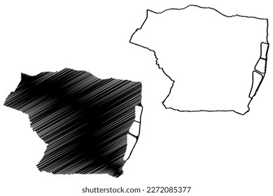 London Borough of Enfield (United Kingdom of Great Britain and Northern Ireland, Ceremonial county and region Greater London, England) map vector illustration, scribble sketch map