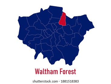 London Borough Waltham Forest Map Map Stock Vector (Royalty Free ...