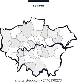 London Boroughs - England, UK, Europe, City, Cartography