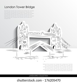 London bridge abstract silhouette on white paper background. Landmarks vector collection.