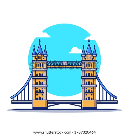 London Bridge Cartoon Vector Icon Illustration. Famous Building Traveling Icon Concept Isolated Premium Vector. Flat Cartoon Style