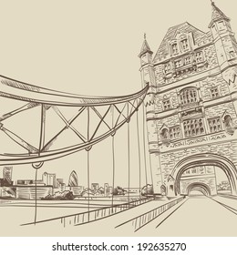 London bridge hand drawn, vector illustration