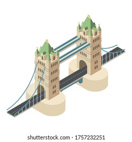 Icono del puente de Londres. Isometric, icono del vector del puente de Londres para el diseño web aislado en fondo blanco