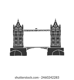 London Bridge Icon Silhouette Illustration. UK Vector Graphic Pictogram Symbol Clip Art. Doodle Sketch Black Sign.