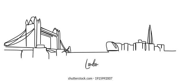 London Bridge skyline - Continuous one line drawing  svg