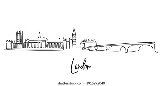 London Bridge Skyline Continuous One Line Stock Vector (Royalty Free ...