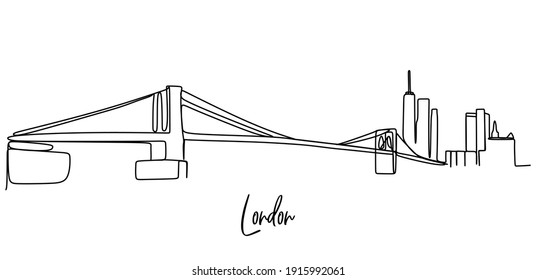 London bridge skyline - Continuous one line drawing