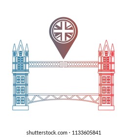 london bridge and united kingdom flag in pointer map