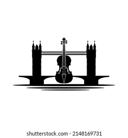 London Bridge Violin Viola Cello Fiddle Music Instrument Logo design inspiration