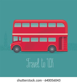 London, Britain double-decker red bus vector illustration. Clipart of traditional transportation in England