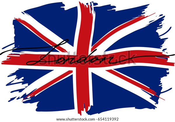 London British Flag Great Britain Handwritten Stock Vektorgrafik Lizenzfrei