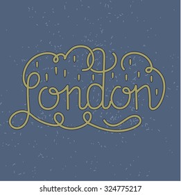 London brush style dynamic hand lettering. Vector text .