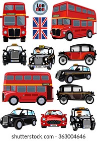 London Bus and Car. The English London Transportation