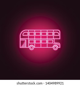 London bus double decker neon icon. Elements of Transport set. Simple icon for websites, web design, mobile app, info graphics