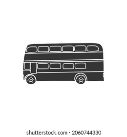 London Bus Icon Silhouette Illustration. Britain Transport Vector Graphic Pictogram Symbol Clip Art. Doodle Sketch Black Sign.