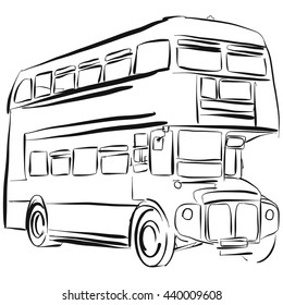 London Bus Vector Drawing Outline Version